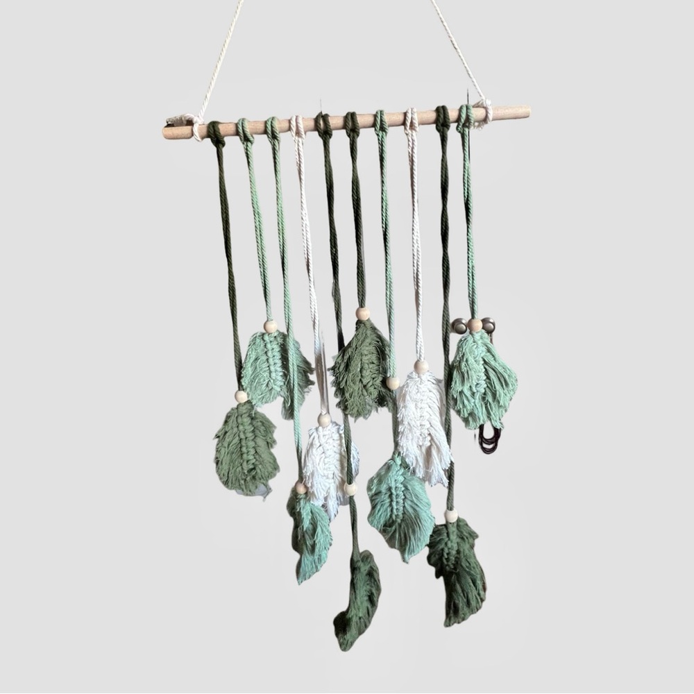 Handcrafted Leaf Wall Hanging Decor - Green and Blue